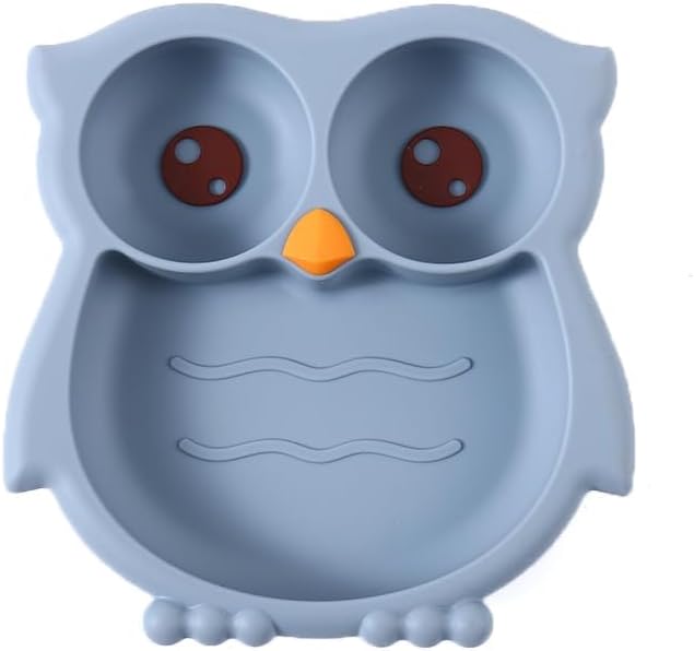 PandaEar Toddler Suction Plates, Stay Put Divided Baby Plates, Owl Shape - Image 9