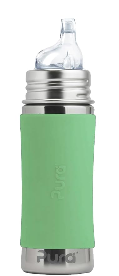 Pura Kiki 11oz/325ml Stainless Steel Sippy Cup Bottle w/Sleeve, Plastic-Free by Pura