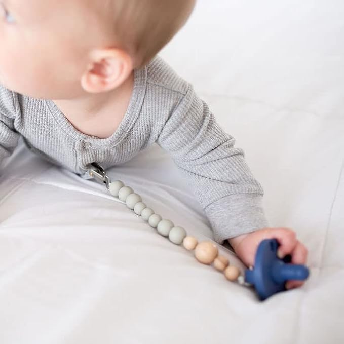 Colour Block Pacifier Clip – Food-Grade Silicone Soother Holder & Teether Strap - Image 3