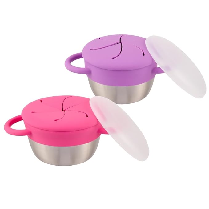 Elk and Friends Stainless Steel Snack Cups | Removable Silicone Food Catcher by ElkandFriends
