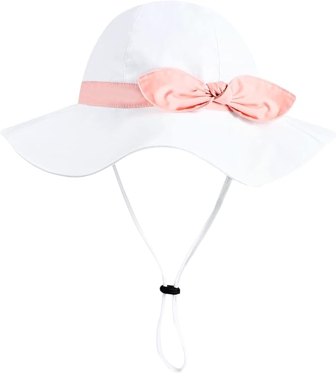 Baby Girl Sun Hat with UPF 50+ Outdoor Adjustable Beach Hat with Wide Brim by DANMY