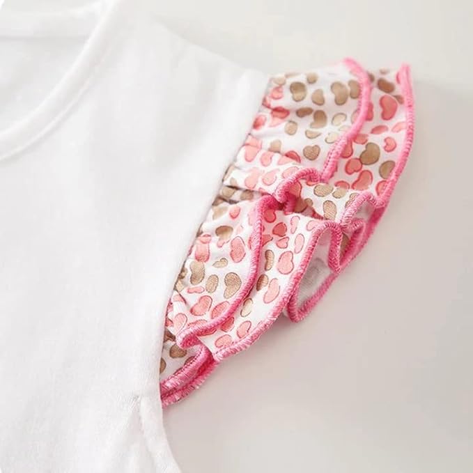 Cute Giraffe + Zebra With Floral Print Long Sleeve Baby Girl Clothes White - Image 6