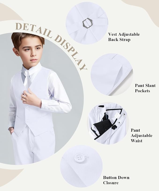 Visaccy Boys Suits Slim Fit Dress Clothes Ring Bearer Outfit - Image 2