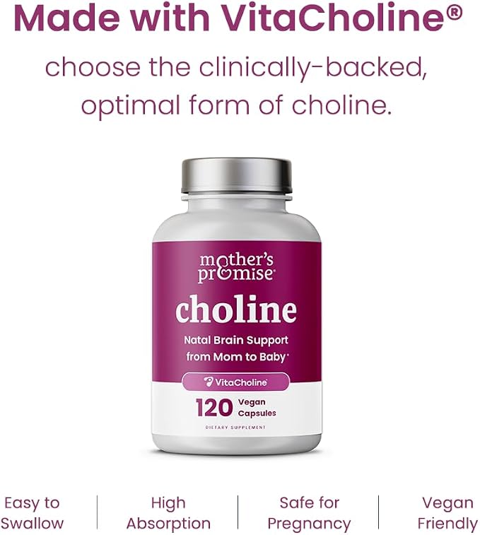 Prenatal Choline Supplements 550mg | 120 Capsules | Supports Baby’s Brain - Image 4