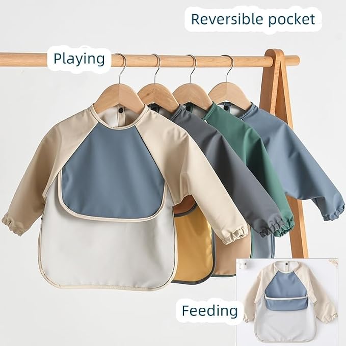 GZMM Waterproof Baby Bibs, Infant Toddler Long Sleeve Feeding Bib - Image 2