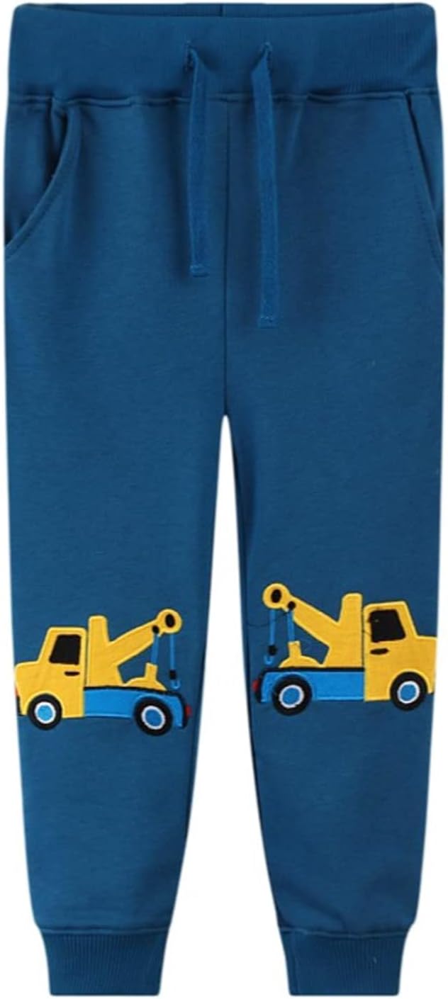 LOKTARC 2 Pack Boys Drawstring Sweatpants Cute Pattern Cotton Sport Jogger Pants - Image 3