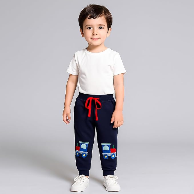 Boys Pants, Toddler 3 Pack Drawstring Elastic Sweatpants Cartoon Active Joggers - Image 7