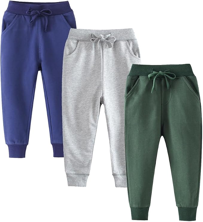 Boys Pants, Toddler 3 Pack Drawstring Elastic Sweatpants Cartoon Active Joggers by WelcometoYookoom