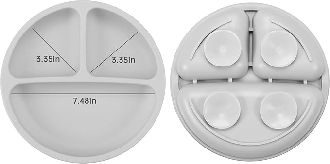 PandaEar Silicone Baby Feeding Set| 2 Divided Suction Plate + 2 Suction Bowl + - Image 3