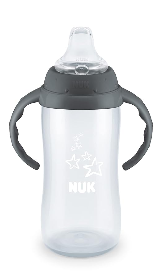NUK Learner Cup, 10 Ounce, Tritan Gray Star – BPA Free, Spill Proof Sippy Cup by NUK