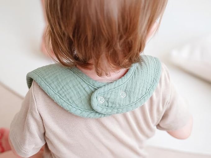 8-Pack Baby Muslin Bibs, Soft Cotton Drool Bibs - Image 5