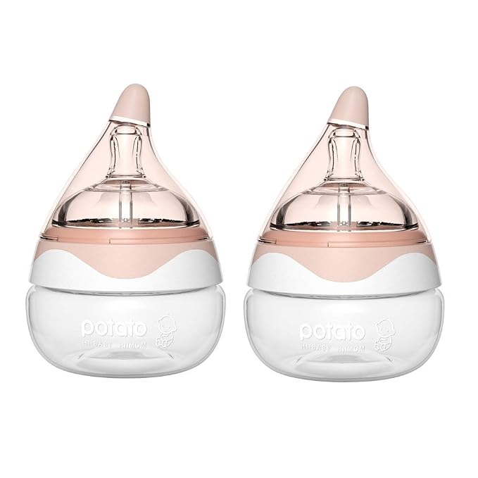 POTATO Glass Baby Bottles for Newborn Babies, Anti Colic Breastfeeding Bottle by POTATO