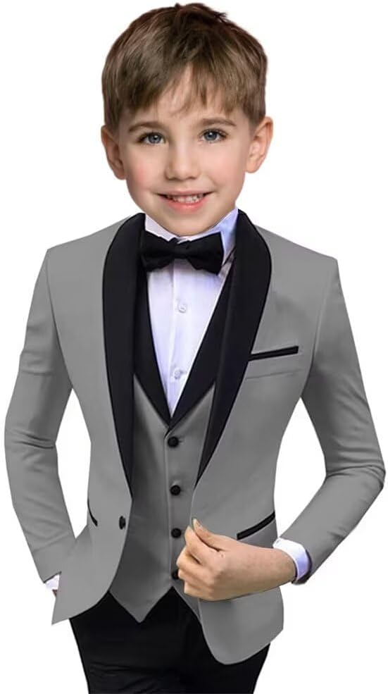Boys Suit 3 Piece Ring Bearer Suit Kids Formal Jacket Vest Pants Suits Wedding by Unknown
