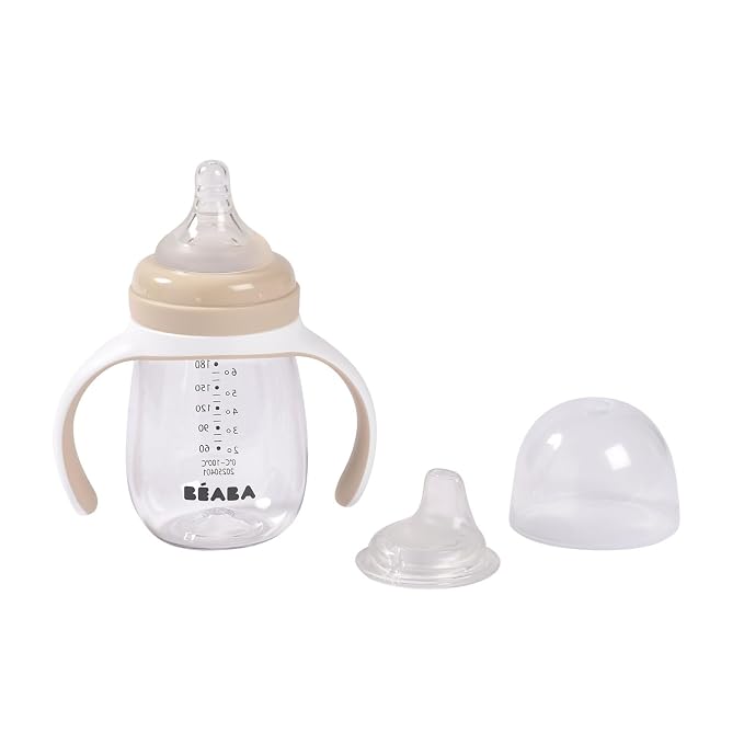 BEABA 2-in-1 Baby Bottle to Transition Sippy Cup, No Spill Sippy Cup, Includes by BEABAUSA