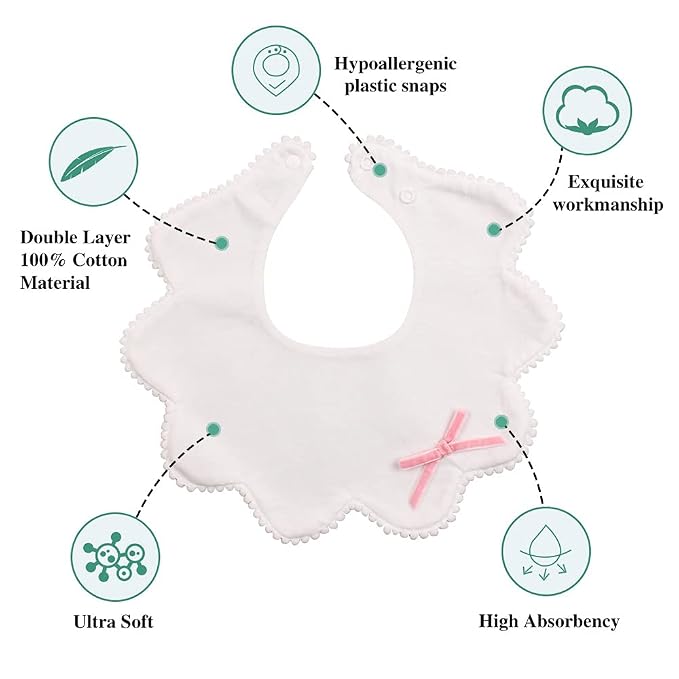 JANGANNSA 3 PCS Flower Baby Bibs Infant Burp Clothes - Image 2
