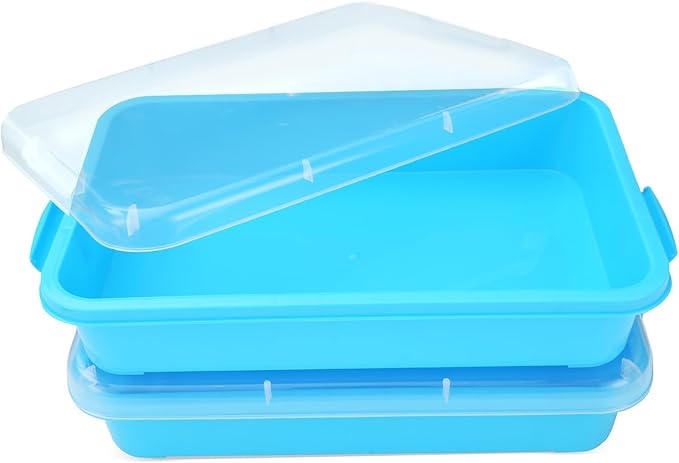 Sensory Bin Sand Tray with Lid for Toddlers 2 Pcs 15in Portable Sandbox Toy by LearningThroughPlay