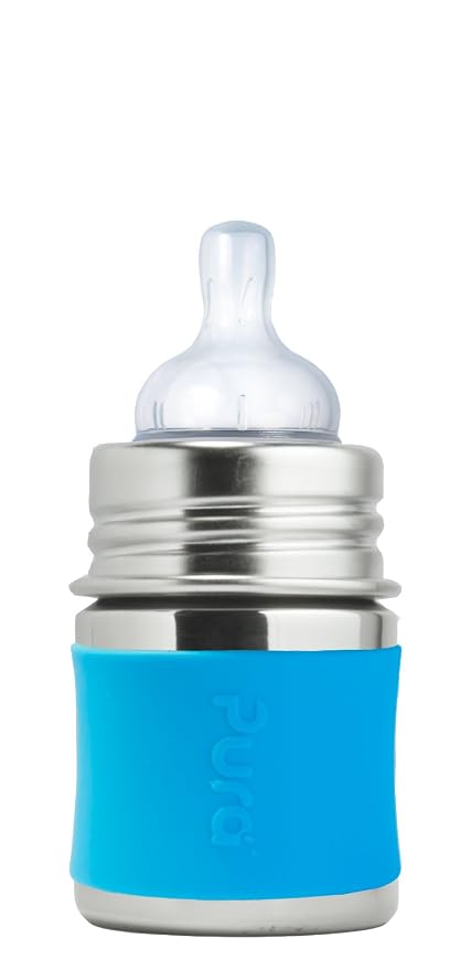 Pura Kiki 5oz/150ml Stainless Steel Anti-Colic Infant Bottle w/Silicone Natural by Pura