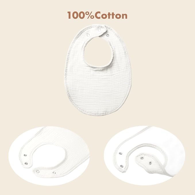 8-Pack Cotton Baby Drool Bibs - Image 5