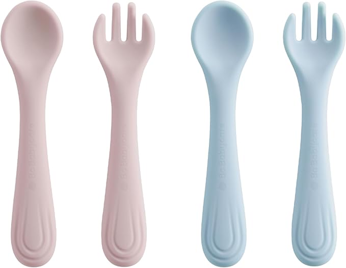 Bc Babycare Portable 4 Pack Baby & Toddler Self Feeding Fork and Spoon Set by BCBABYCARE
