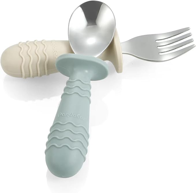 PandaEar 4 Set Baby Toddler Silicone Stainless Steel Utensils Silverware Spoon - Image 6