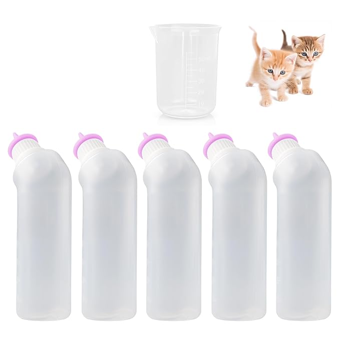 5Pack Kitten Bottle for Nursing Puppy Milk Kitten Bottles Feeding Kit Silicone by Xuandea