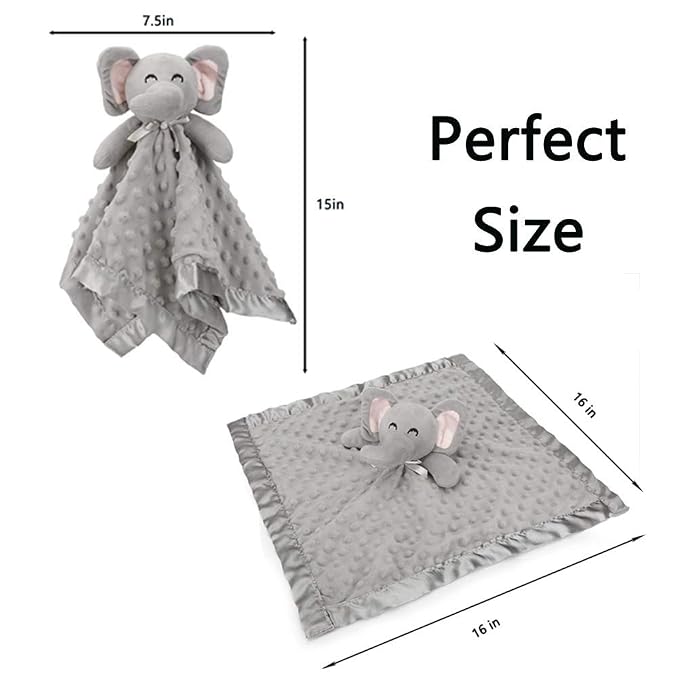 Pro Goleem Elephant Security Blanket, Soft Lovey Unisex Lovie Baby Gifts - Image 6