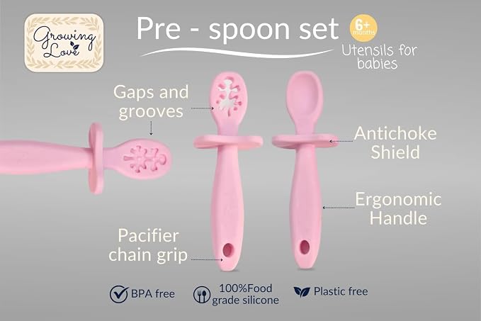 Growing Love Baby Spoons Set, Self Feeding 6 months, Baby utensils, training - Image 2