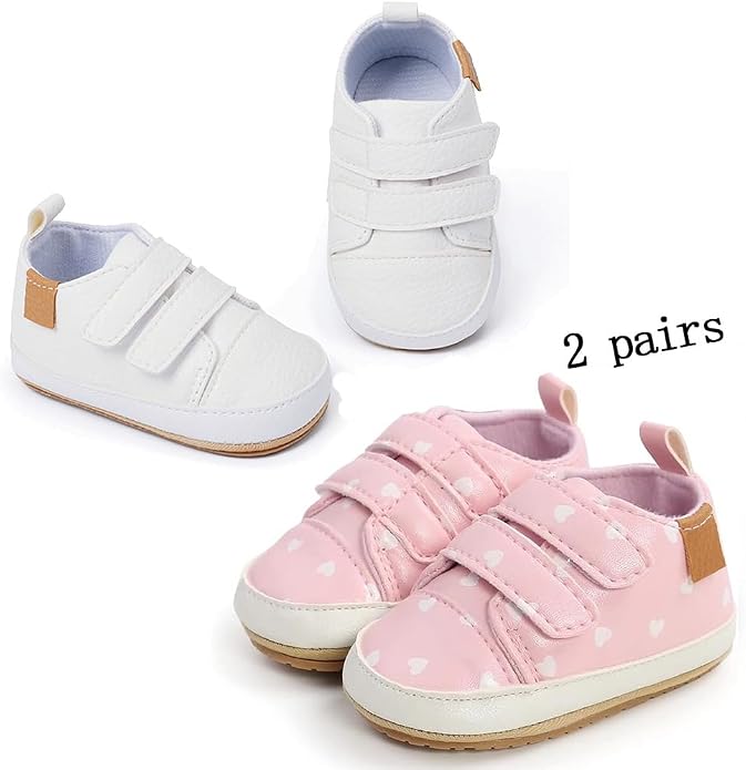 2Pairs Baby Shoes, Boys Girls Non-Slip Rubber Sole Sneakers, Unisex Infant Soft - Image 5