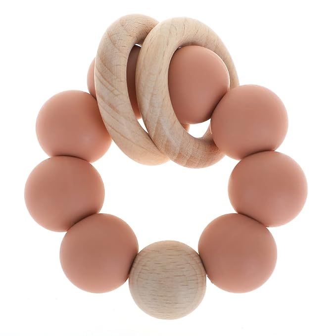 Silicone Baby Teether, Food Grade Silicone & Beech Baby Teething Toy, BPA Free by TOPGOMES