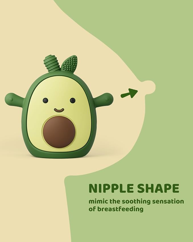 Baby Teething Toy Silicone Avocado Teething Mitten - Image 2