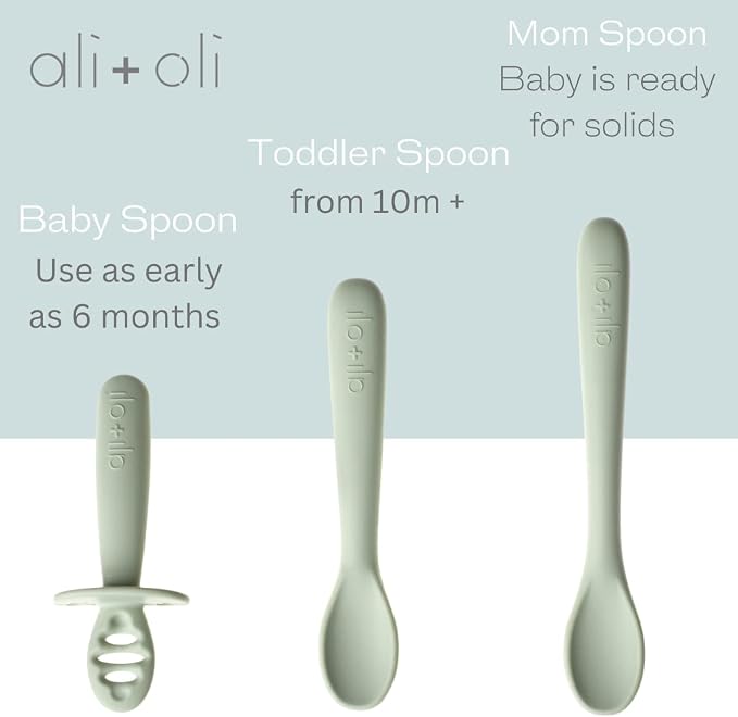 Ali+Oli Silicone Spoon Set for Baby Unbreakable Baby Spoons, Self Feeding - Image 5