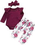 Newborn Baby Girl Clothes, Infant Girl Outfits Long Sleeve Ruffle Romper + by AOSWEP