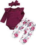 Newborn Baby Girl Clothes, Infant Girl Outfits Long Sleeve Ruffle Romper + by AOSWEP