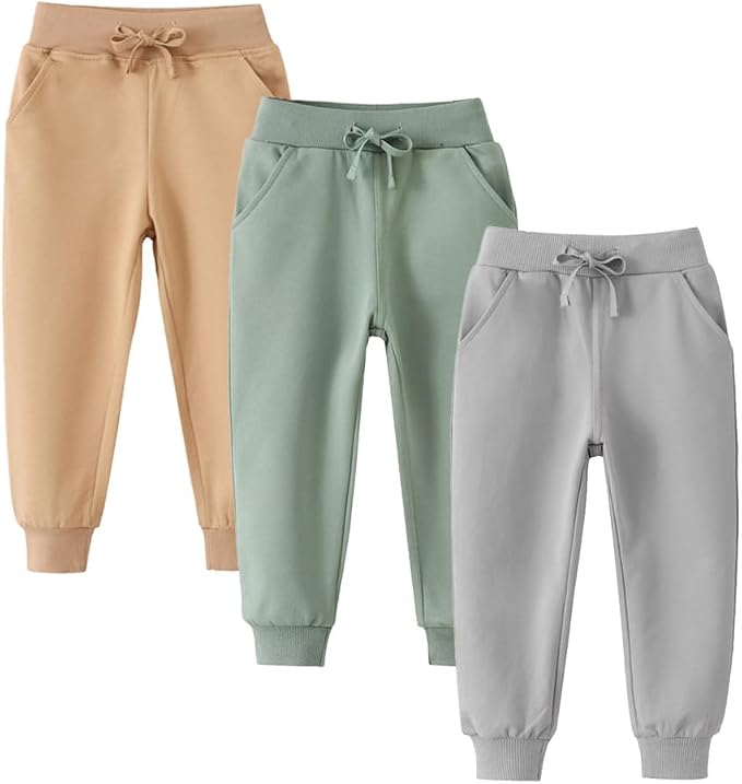 Boys Pants, Toddler 3 Pack Drawstring Elastic Sweatpants Cartoon Active Joggers by WelcometoYookoom