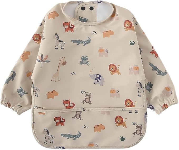 GZMM Waterproof Baby Bibs, Infant Toddler Long Sleeve Feeding Bib by GZMM