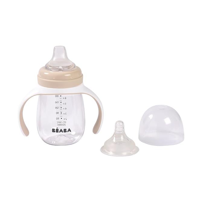 BEABA 2-in-1 Baby Bottle to Transition Sippy Cup, No Spill Sippy Cup, Includes - Image 3