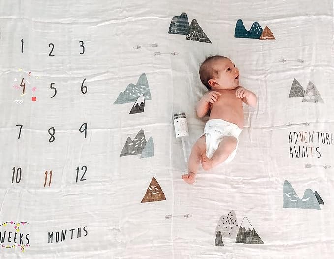 100% Organic Cotton Muslin Monthly Baby Milestone Blanket - Image 7