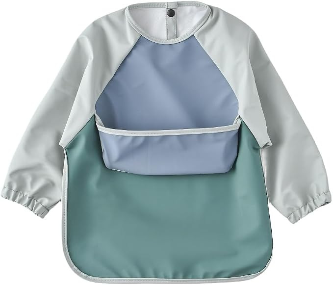 GZMM Waterproof Baby Bibs, Infant Toddler Long Sleeve Feeding Bib by GZMM