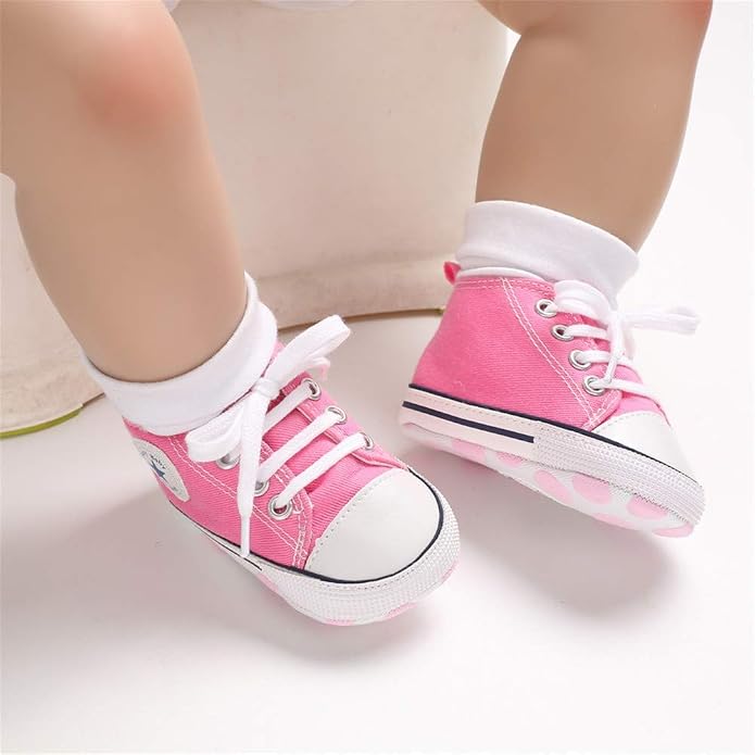 Meckior Baby Girls Boys Canvas Sneakers Soft Sole High-Top Ankle Infant First - Image 2