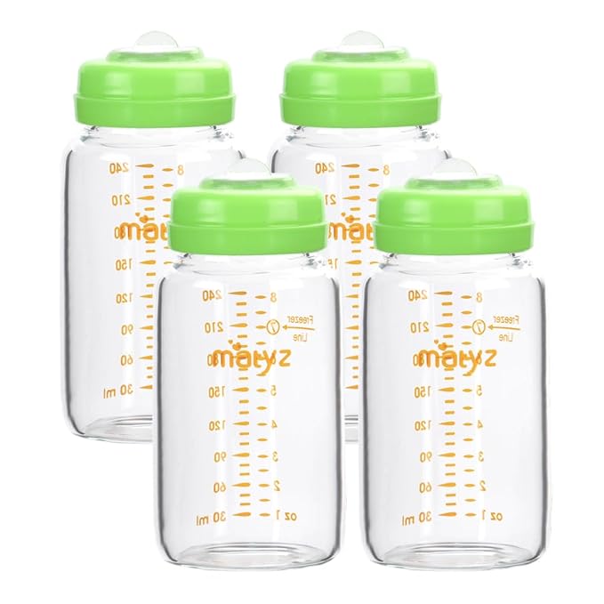 Matyz Glass Breastmilk Storage Containers, 4 Pack, 8 oz Bottle, Compatible by Matyz