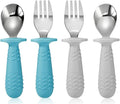 PandaEar 4 Set Baby Toddler Silicone Stainless Steel Utensils Silverware Spoon by PandaEar