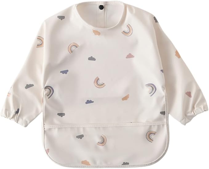GZMM Waterproof Baby Bibs, Infant Toddler Long Sleeve Feeding Bib by GZMM