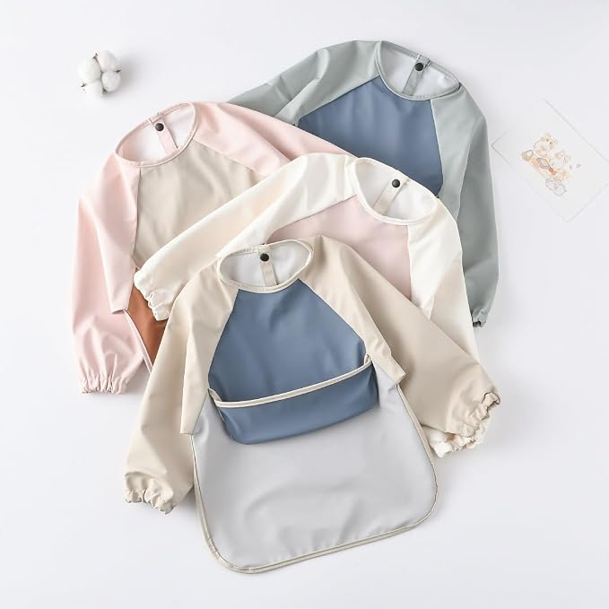GZMM Waterproof Baby Bibs, Infant Toddler Long Sleeve Feeding Bib - Image 3