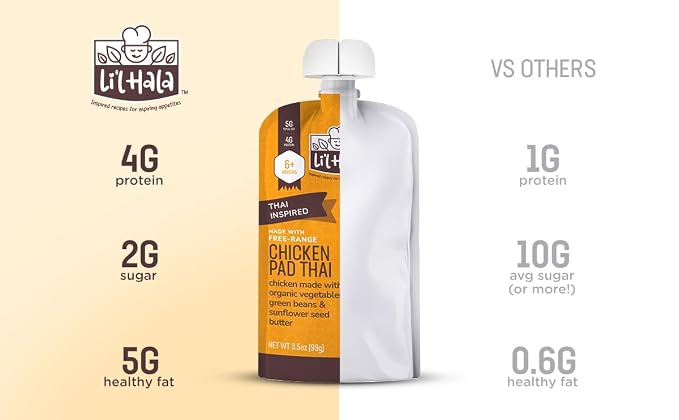 Li’l Hala Chicken Pad Thai Baby Food Pouches – Free-Range Chicken & Organic - Image 5