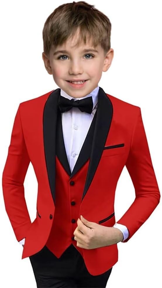 Boys Suit 3 Piece Ring Bearer Suit Kids Formal Jacket Vest Pants Suits Wedding by Unknown