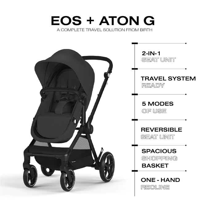 Cybex EOS 5-in-1 Travel System Stroller + Lightweight Aton G Infant Car Seat - Image 5