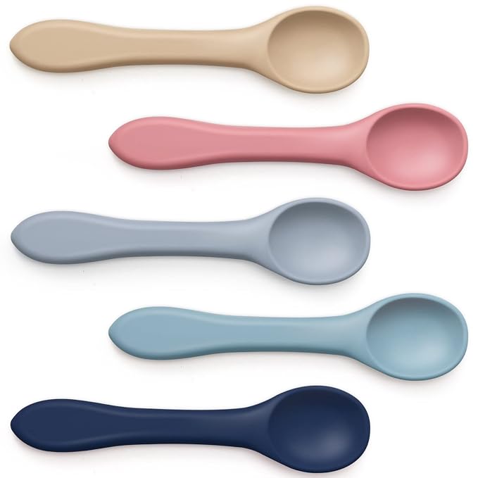 Aedida 5-Piece Silicone Baby Feeding Spoons, Infant Spoon Set Bendable Spoons by Aedida