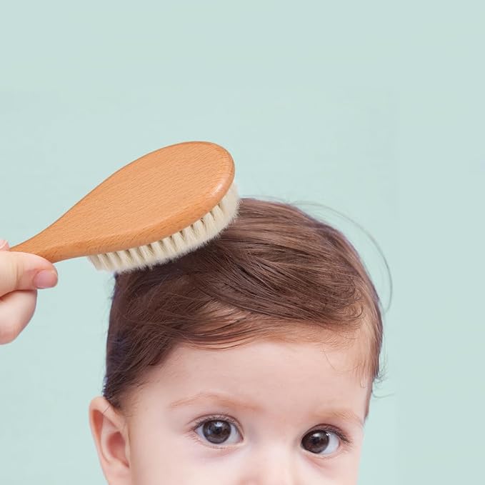 BoAn Wooden Baby Hair Brush, Natural Soft Goat Bristles, Cradle Cap Brush - Image 5