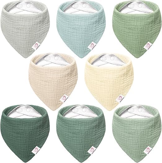 Bearmoss Muslin Baby Bibs 8 Pack Soft Bandana Bibs by Bearmoss