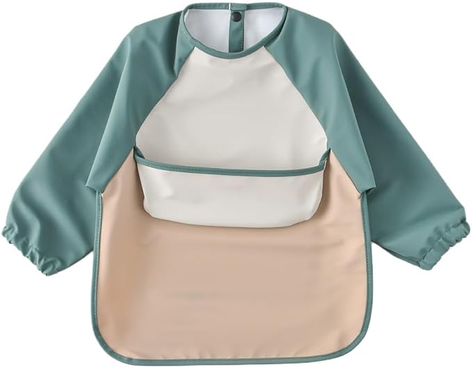 GZMM Waterproof Baby Bibs, Infant Toddler Long Sleeve Feeding Bib by GZMM